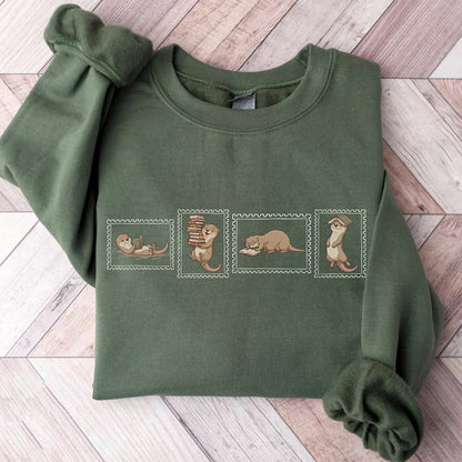 Otter Reading Shirt, Book Lover Crewneck