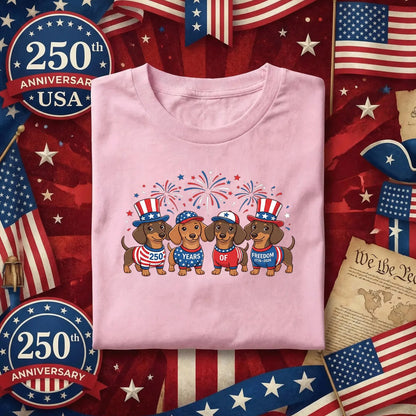 America 250 Dachshund Shirt, Patriotic Wiener Dog Fourth of July Tee