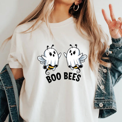 Boo Bees T-Shirt, Funny Halloween Pun Shirt, Cute Ghost Bee Graphic Tee