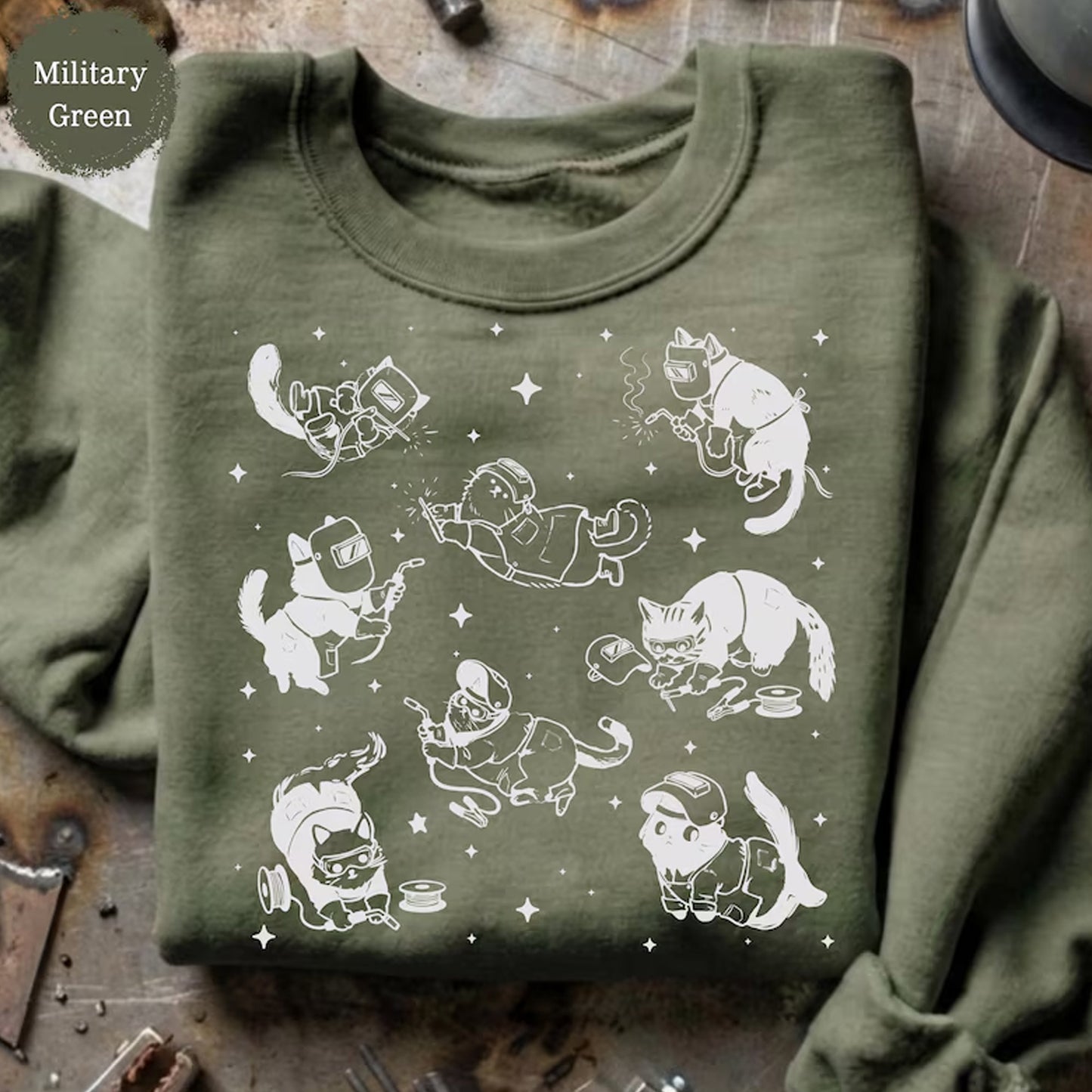 Cute Cat Welder Shirt, Funny Pipeline Welder Gift, Steel Metalworker Tee