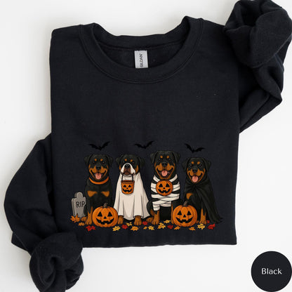 Rottweiler Halloween Shirt, Spooky Rottweiler Crewneck