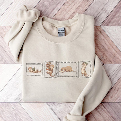 Otter Reading Shirt, Book Lover Crewneck