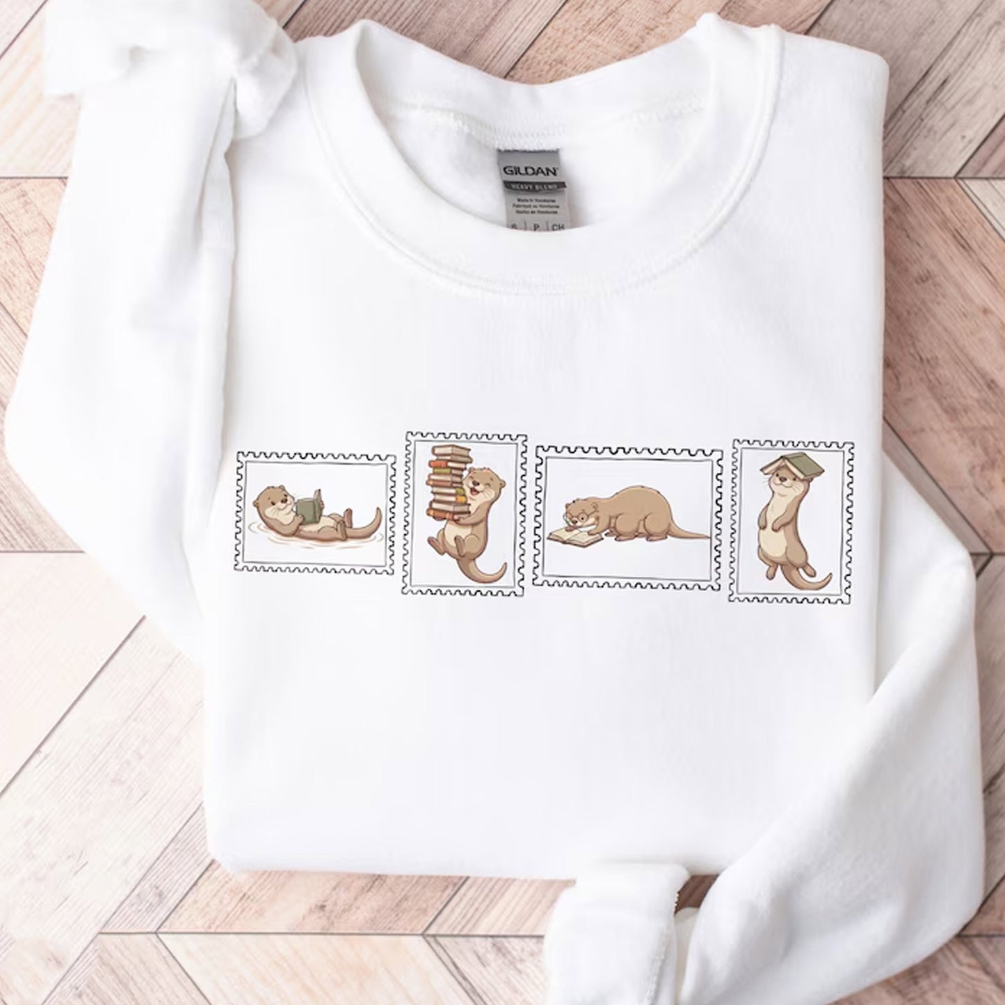 Otter Reading Shirt, Book Lover Crewneck