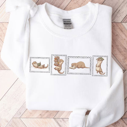 Otter Reading Shirt, Book Lover Crewneck