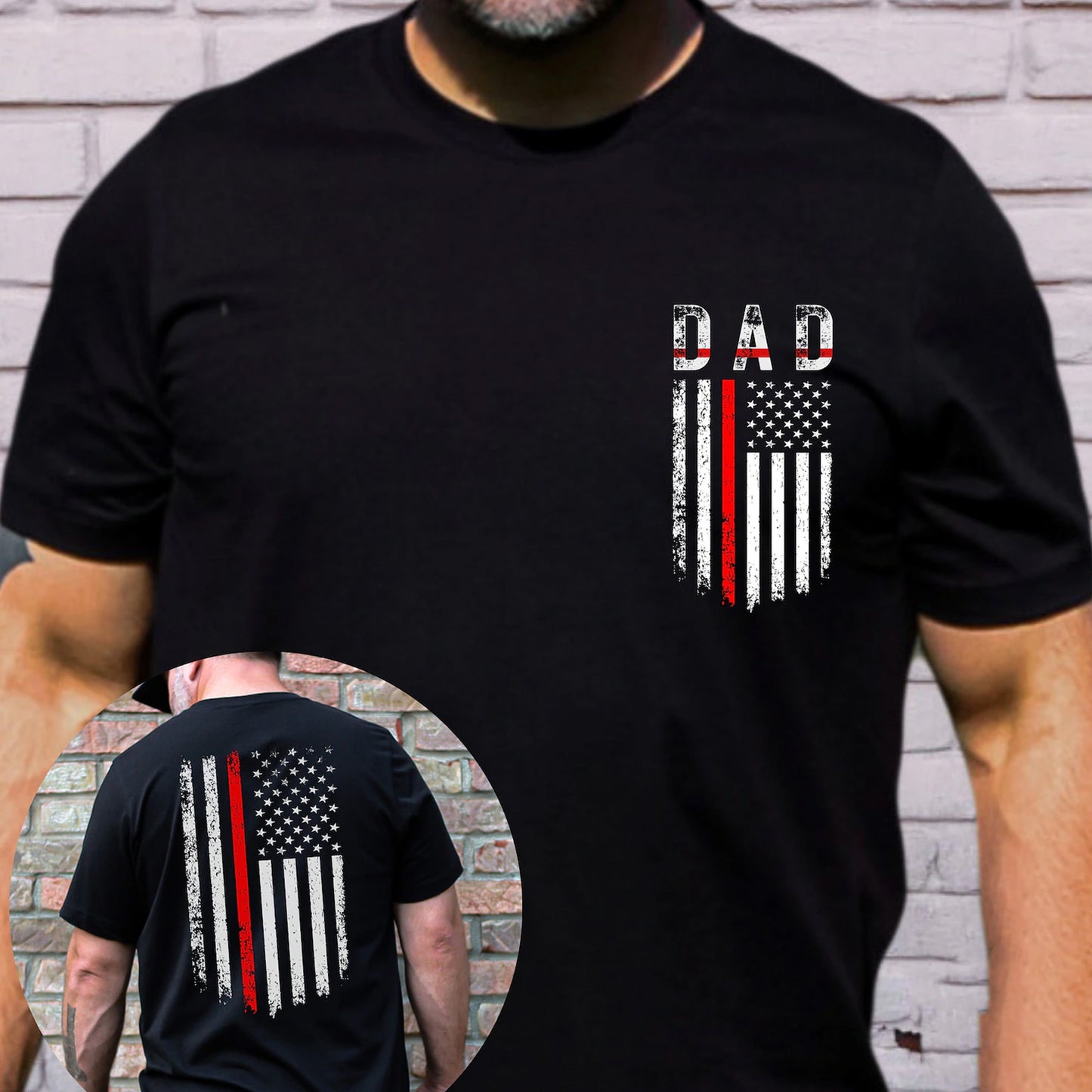 Thin Red Line Dad Shirt, Firefighter Fathers Day Gift