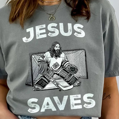 Jesus Saves Hockey Goalie T-Shirt: Funny Christian Humor Tee