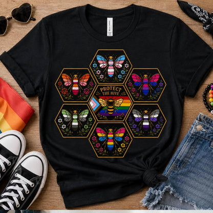 Protect the Hive Pride Shirt, LGBTQ Bee T Shirt, Queer Community Tee