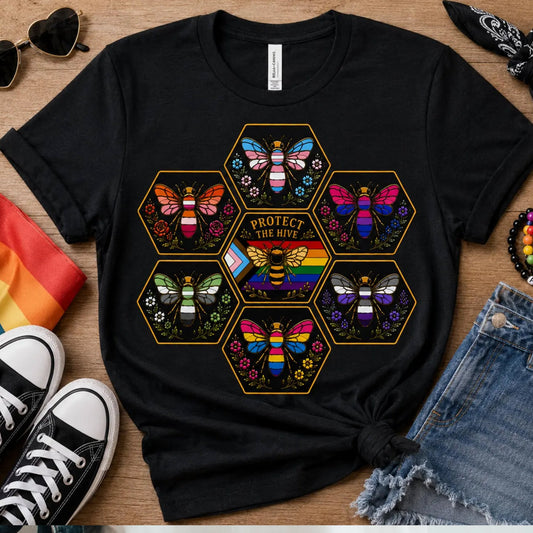 Protect the Hive Pride Shirt, LGBTQ Bee T Shirt, Queer Community Tee