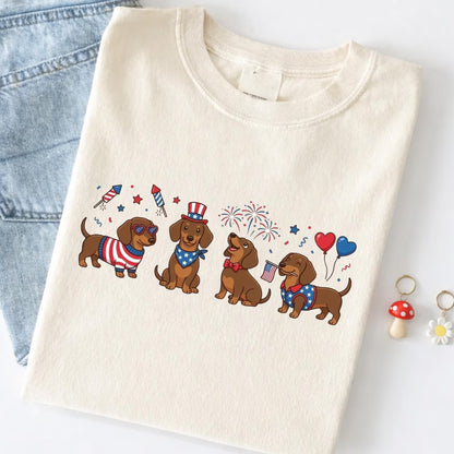 Dachshund 4th Of July Shirt, Patriotic Wiener Dog Tee
