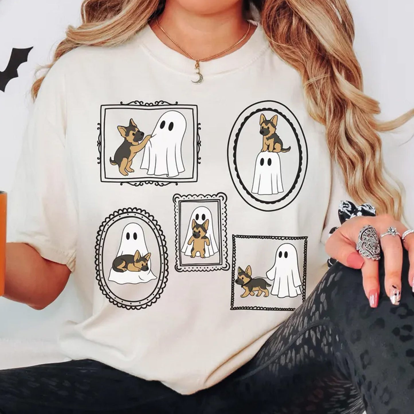 German Shepherd Ghost Halloween Shirt, Dog Lover Fall Tee Cute Dog Mom Sweatshirt