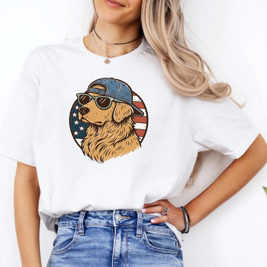 Golden Retriever USA Dog Shirt, Patriotic Dog Mom Tee