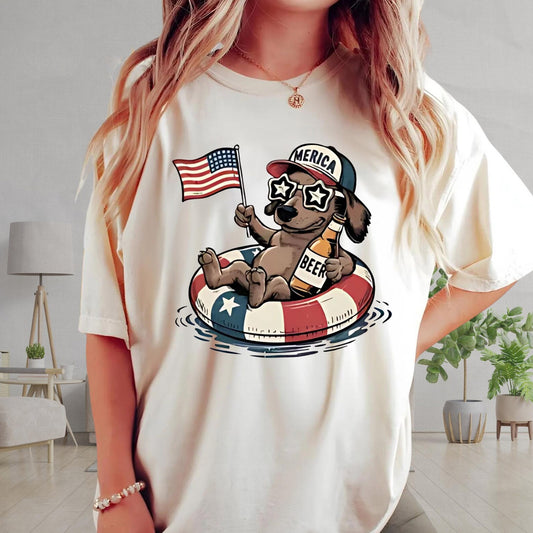Funny Dachshund Floatie 4th Of July Sweatshirt, Beer And Pool Party Hoodie