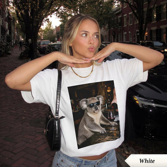 Koala Wine Lover Shirt, Funny Koala Graphic Tee