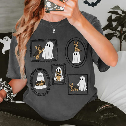 German Shepherd Ghost Halloween Shirt, Dog Lover Fall Tee Cute Dog Mom Sweatshirt