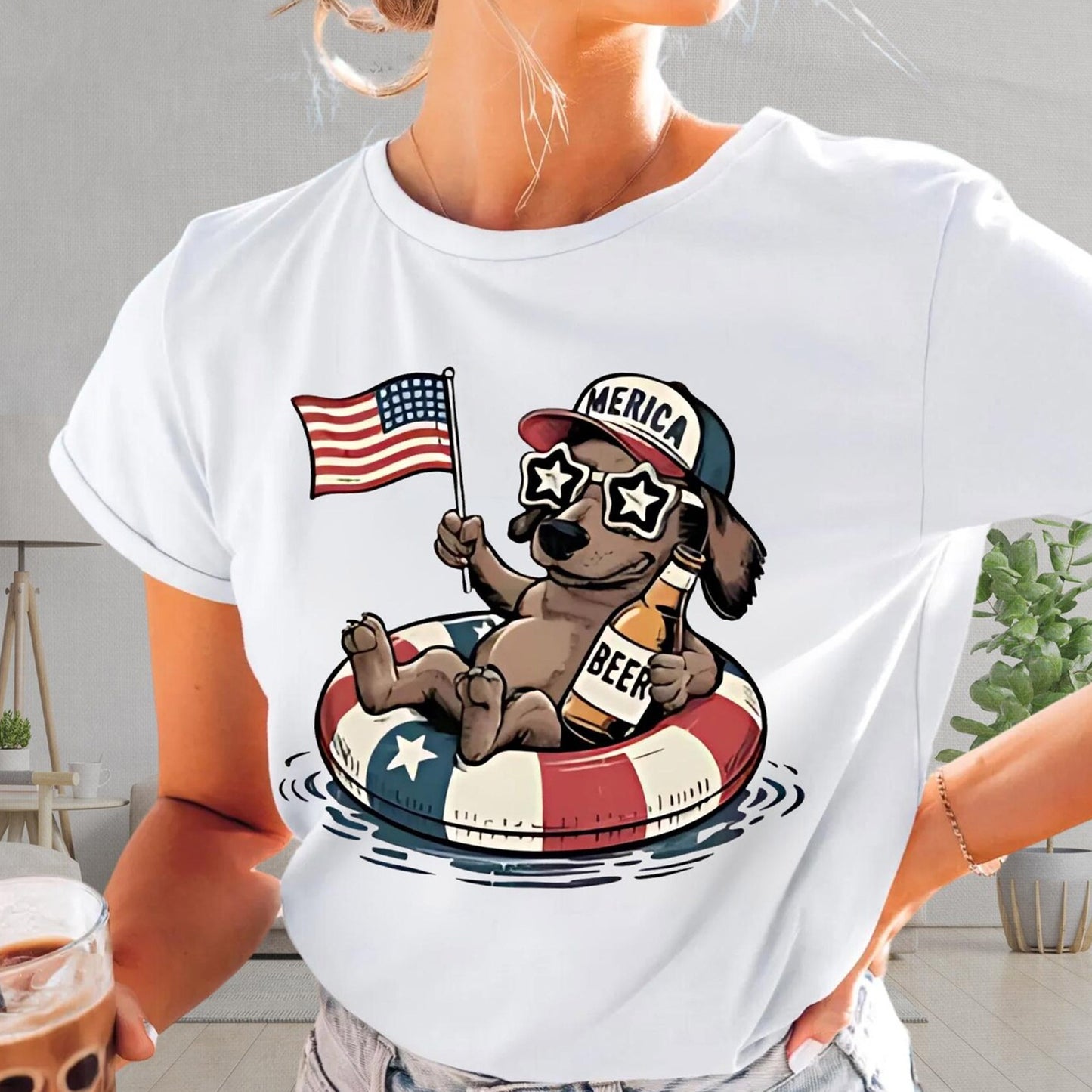 Funny Dachshund Floatie 4th Of July Sweatshirt, Beer And Pool Party Hoodie