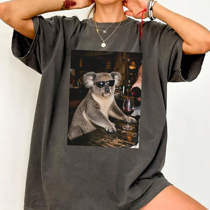 Koala Wine Lover Shirt, Funny Koala Graphic Tee