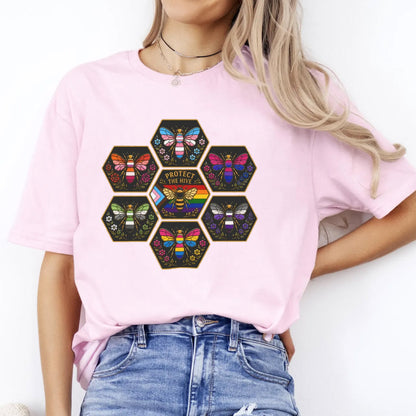 Protect the Hive Pride Shirt, LGBTQ Bee T Shirt, Queer Community Tee