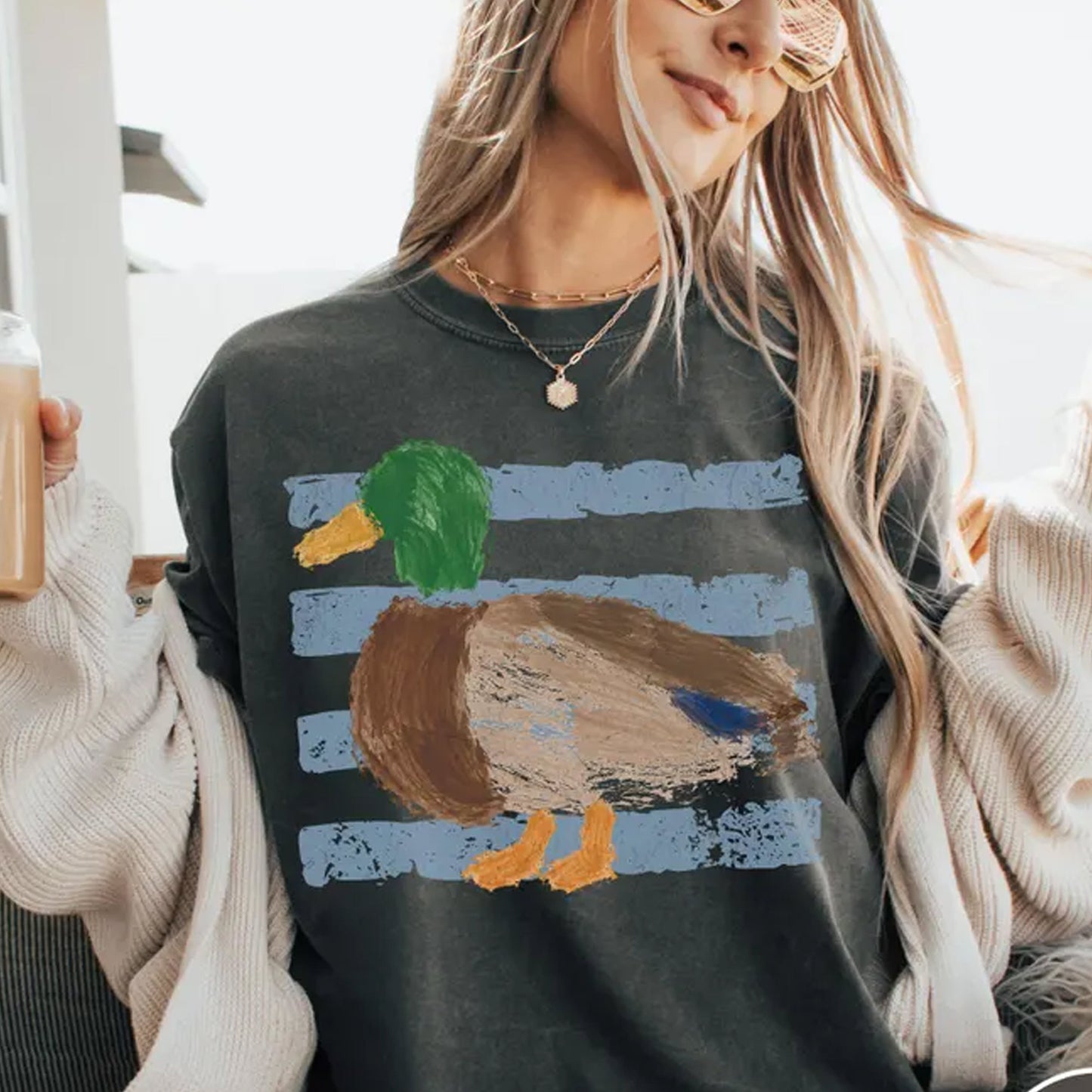 Vintage Retro Mallard Tee, Vintage 90's Painted Duck Sweatshirt