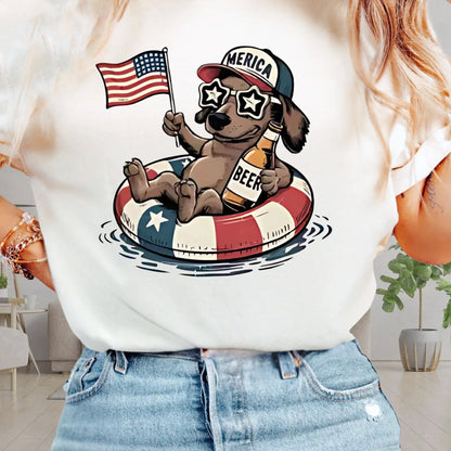 Funny Dachshund Floatie 4th Of July Sweatshirt, Beer And Pool Party Hoodie