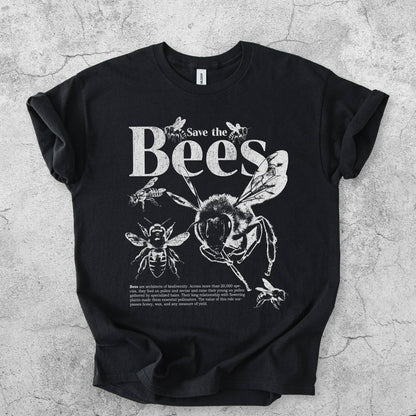 Save the Bees T-Shirt, Pollinator Insect Graphic, Botanical Apiary Tee