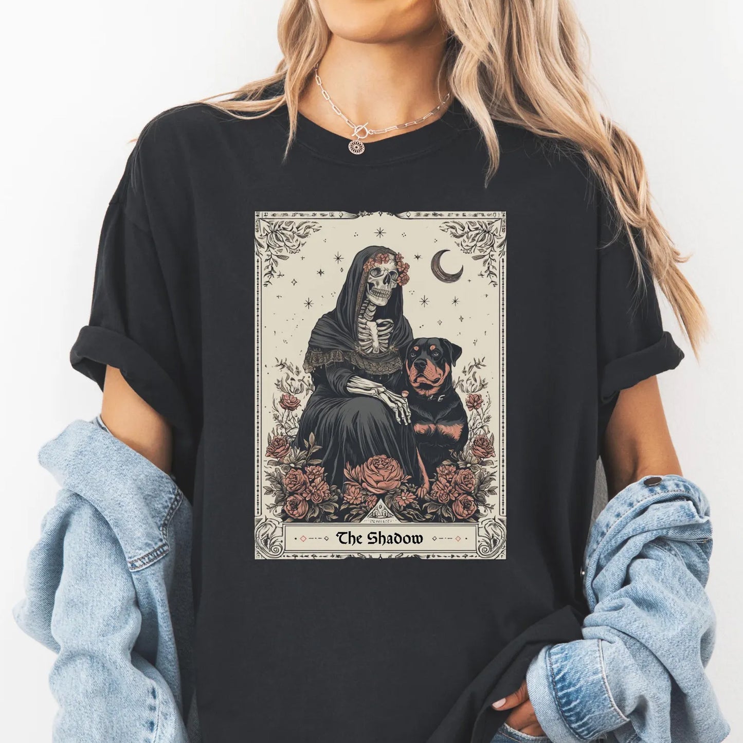 Rottweiler Mama Tee, Gothic Dog Tarot Card Shirt, Gift for Dog Mom