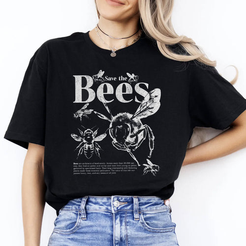 Save the Bees T-Shirt, Pollinator Insect Graphic, Botanical Apiary Tee