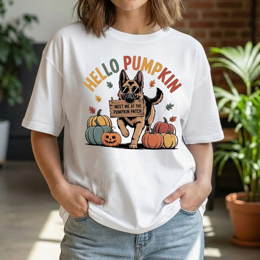 German Shepherd Fall Shirt: Hello Pumpkin Dog Mom t shirt