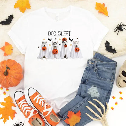 Husky Halloween Sweatshirt, Funny Siberian Husky Ghost Pumpkin T-shirt