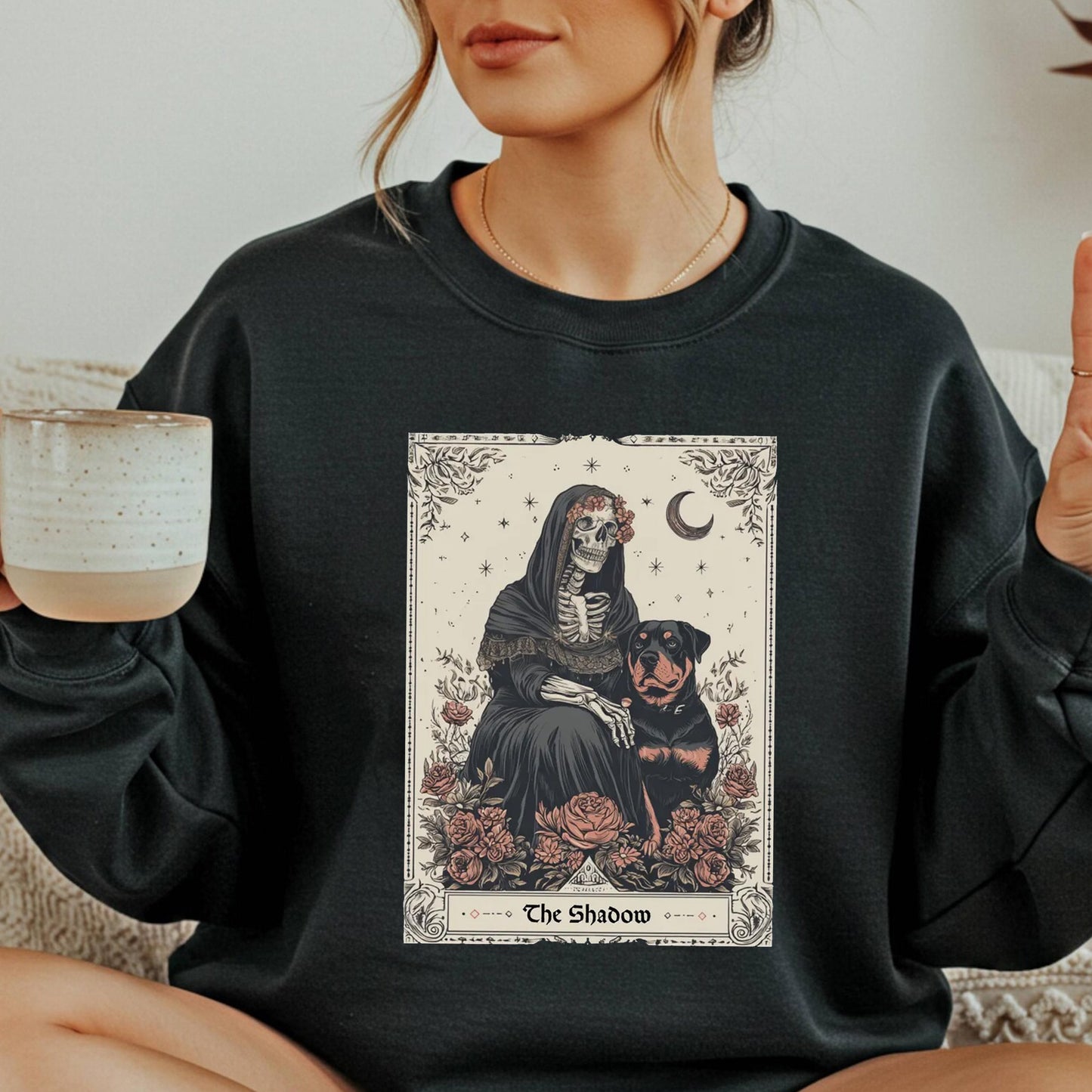 Rottweiler Mama Tee, Gothic Dog Tarot Card Shirt, Gift for Dog Mom