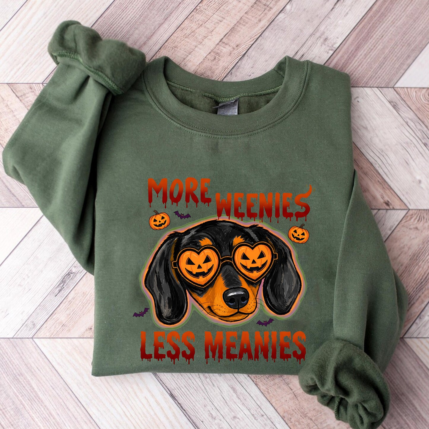 More Weenies Less Meanies Shirt, Funny Dachshund Halloween Sweatshirt