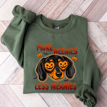 More Weenies Less Meanies Shirt, Funny Dachshund Halloween Sweatshirt