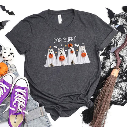 Husky Halloween Sweatshirt, Funny Siberian Husky Ghost Pumpkin T-shirt