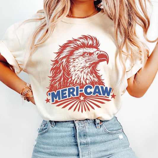 Meri-Caw Eagle Shirt, Patriotic Bald Eagle T-Shirt, 4th of July T Shirt