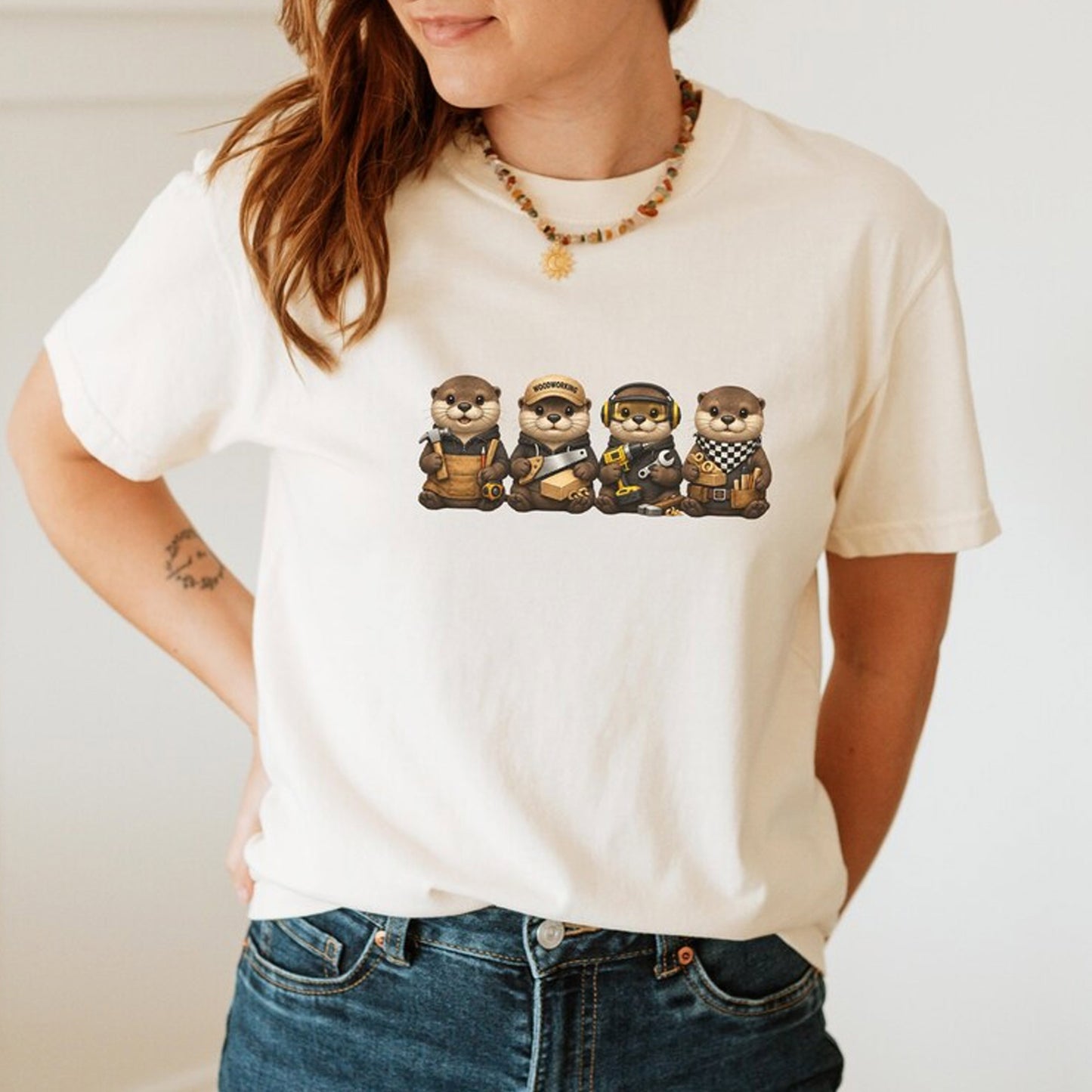 Otter Woodworking Shirt, Cute Carpenter Tee, Woodworker Gift