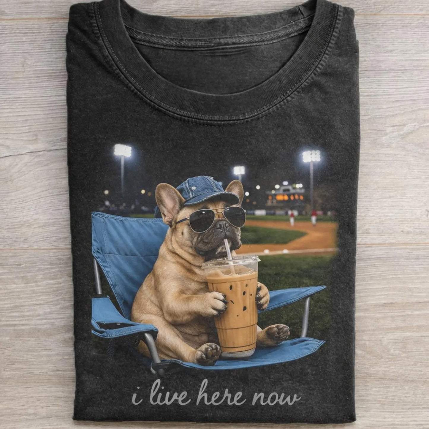 French Bulldog I live Here Now Pug Shirt