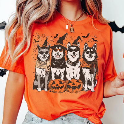 Funny Husky Halloween Shirt, Spooky Dog Gang Tee