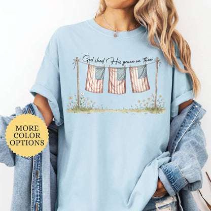 God Shed His Grace On Thee Shirt, 4th Of July Christian Tee