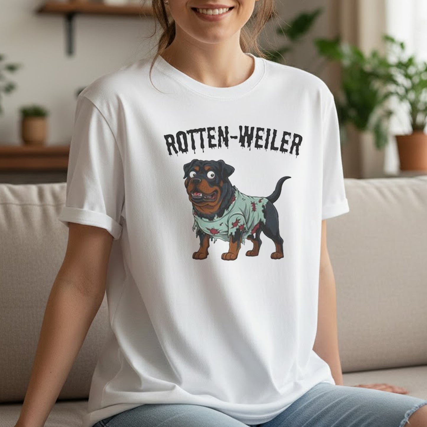 Rotten-Weiler Rottweiler Halloween Hoodie, Spooky Dog Lover Tee