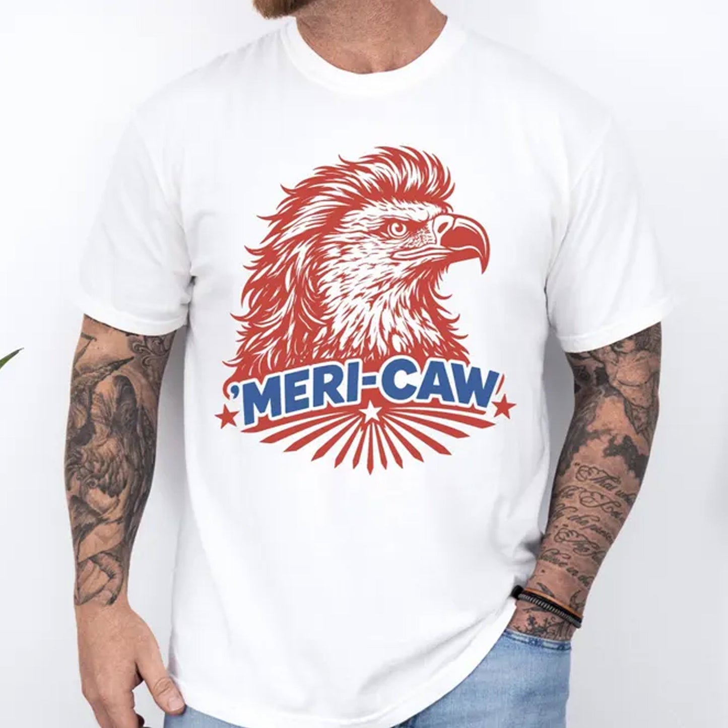 Meri-Caw Eagle Shirt, Patriotic Bald Eagle T-Shirt, 4th of July T Shirt