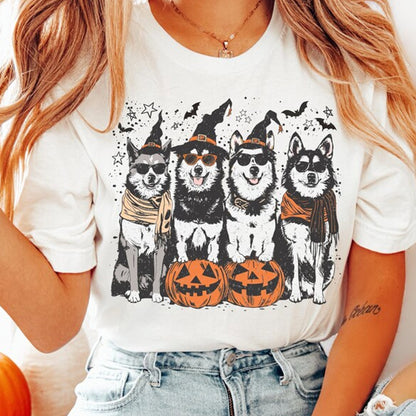 Funny Husky Halloween Shirt, Spooky Dog Gang Tee