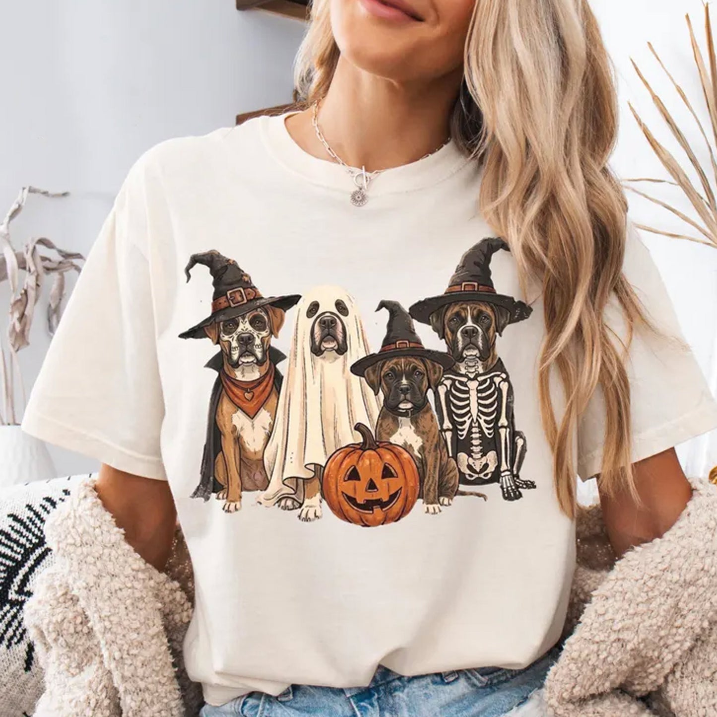 Halloween Boxer Shirt Halloween Dog Mom Ghost Dog Sweatshirt