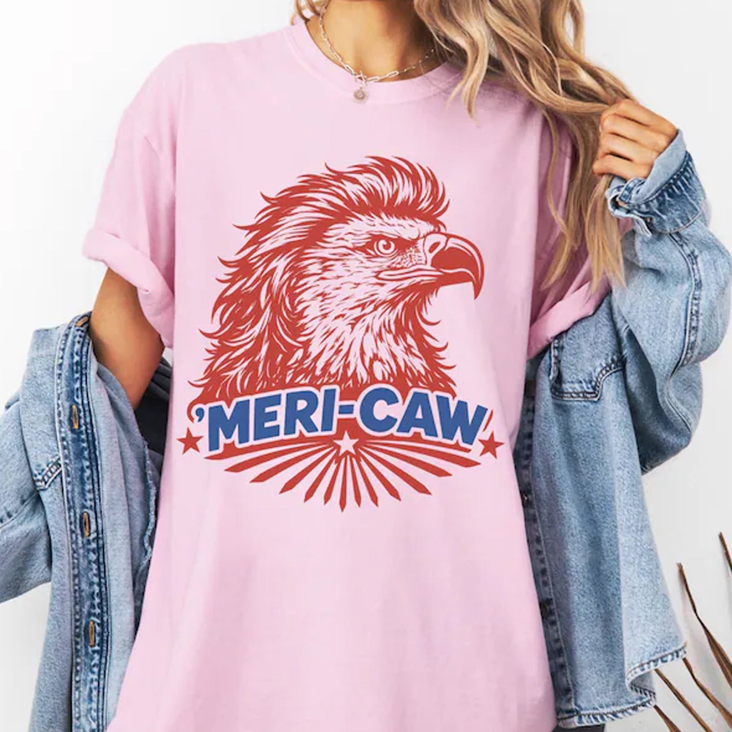 Meri-Caw Eagle Shirt, Patriotic Bald Eagle T-Shirt, 4th of July T Shirt