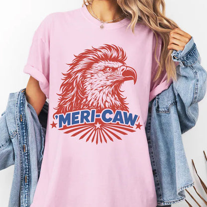 Meri-Caw Eagle Shirt, Patriotic Bald Eagle T-Shirt, 4th of July T Shirt