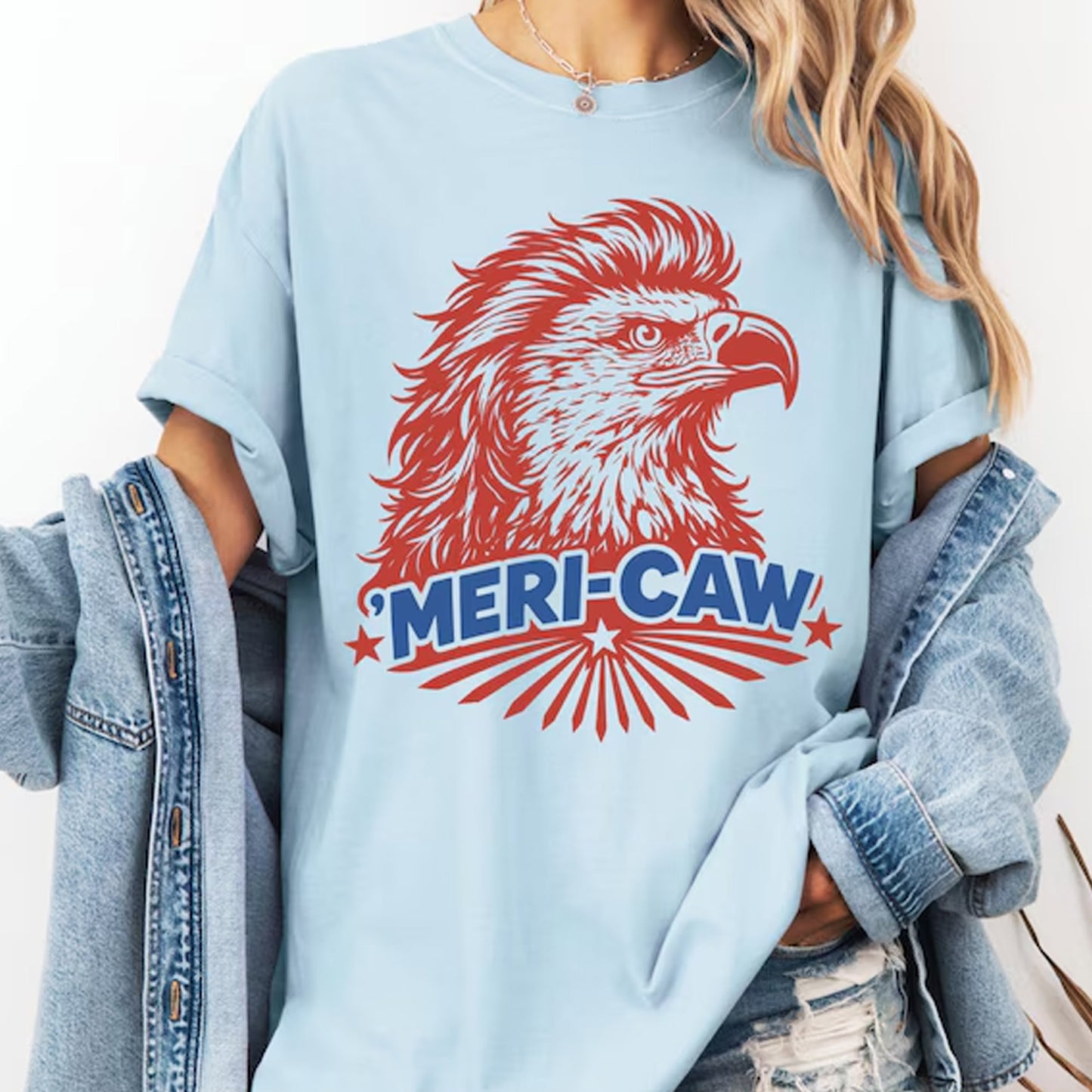 Meri-Caw Eagle Shirt, Patriotic Bald Eagle T-Shirt, 4th of July T Shirt