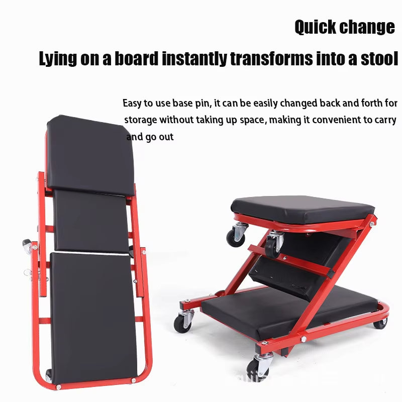 Manto™ 36" 2-in-1 Z Creeper Seat – Rolling Mechanic Stool 300lbs
