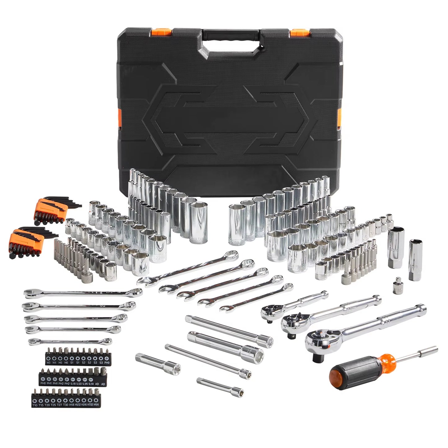 Manto™ 145/205PCS SAE & Metric Mechanic Tool Set with Deep Sockets