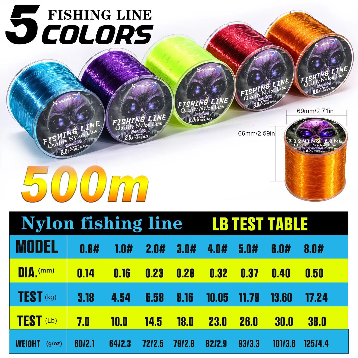 Manto™ 500M High-Strength Nylon Fishing Line – Fresh & Saltwater Ready