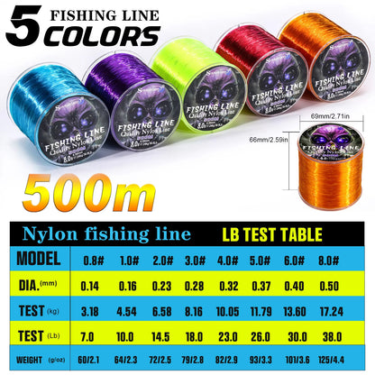 Manto™ 500M High-Strength Nylon Fishing Line – Fresh & Saltwater Ready