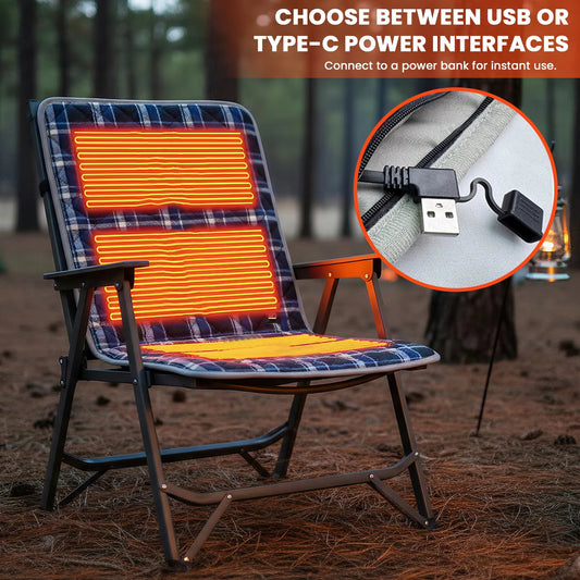 Manto™ USB Heated Seat Pad – Foldable 3-Level Temperature Camping Cushion