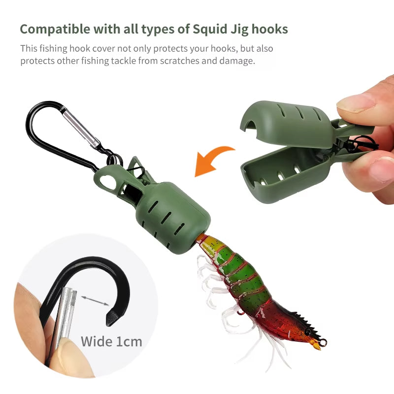 Manto™ 6PCS Squid Jig Hook Protector Kit – Egi Lure Cover with Carabiner